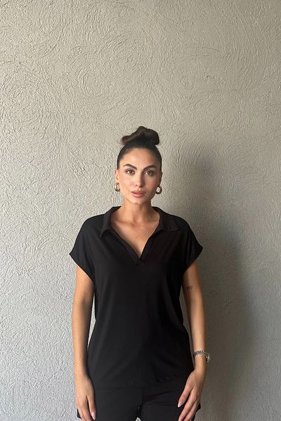 Seda Yalçın Atelier Black T-shirt and Shorts Set - Brand Model