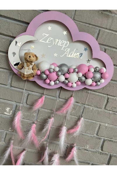 NeşeliAtölyem 45-30 Cm LED Bulbble Cloud Door Ornament