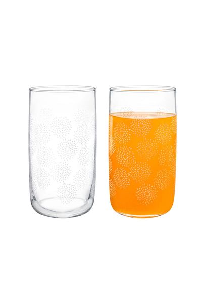 Madame Coco Musette-white Flowers 4-Piece Soft Drink Glass Set - 365 ml