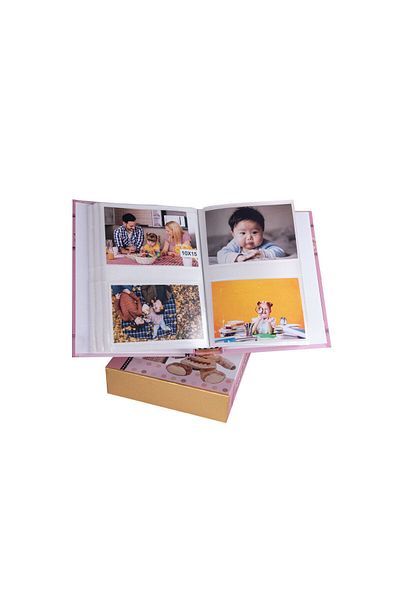 Nobbystar Pink Photo Album with 200 Bear Figures - 10x15 Box