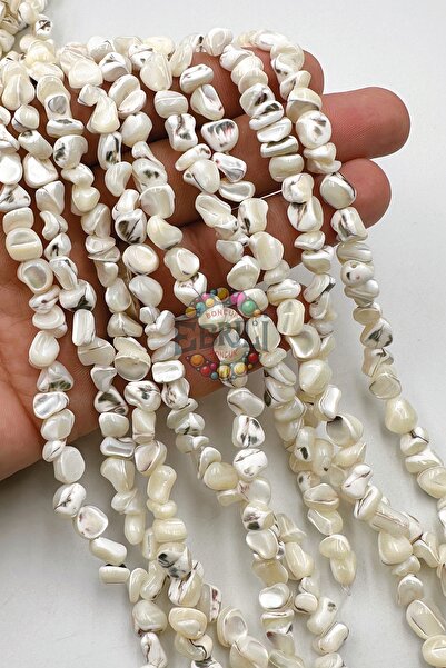 Ebruli Boncuk Doğal Basık Renkli Sedef Boncuk Takı Yapımı Aksesuar Bead (1 Dizi)