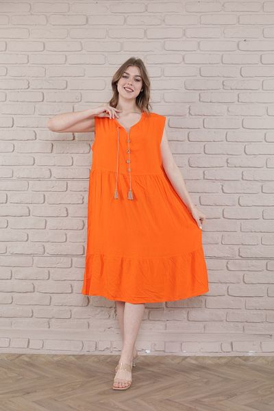 mervemoda Short Sleeve Viscose Women's Dress - Front Ornamental Button