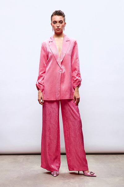 Sateen Satin Patterned Trousers - Pink