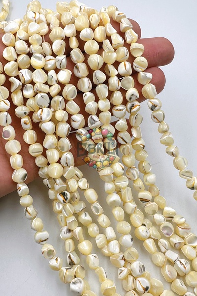 Ebruli Boncuk Doğal Basık Renkli Sedef Boncuk Takı Yapımı Aksesuar Bead (1 Dizi)