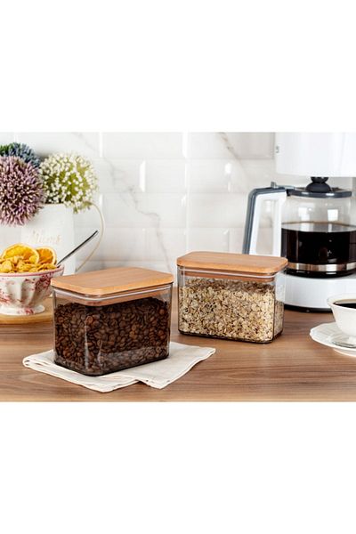 Madame Coco Diviera 1000ml 2-Piece Storage Set with Wooden Lid
