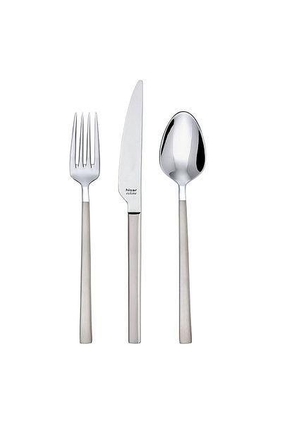 Hisar Milano Satin - 18 Piece Steel 6-Person Spoon Knife Set
