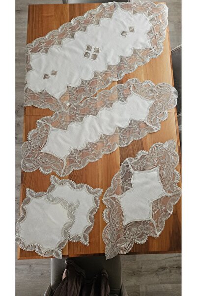 ZESA HOME طقم صالة فاخر مزين بالدانتيل على الكتان