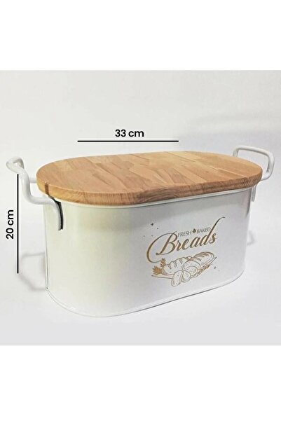 Bayev Metal Bread Box White with Cutting Board - Decorative Kitchen Bread Storage Box