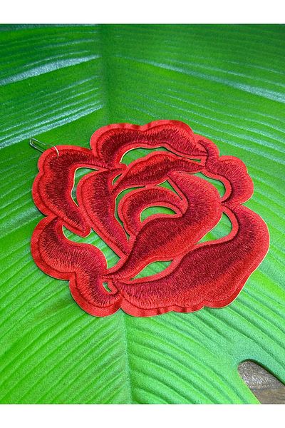 Gönülden Tasarım 12x11 cm Model de flori roșii Broderie Broderie Cusut cu fier de călcat