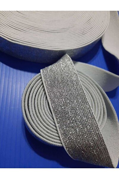 İMREN AKSESUAR 2,5 εκ. Γκρι γκλίτερ πόδι, μέση και λάστιχο 1 πακέτο 3 μέτρα