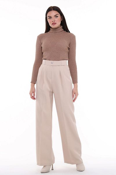 CEDY DENIM Damskie Palazzo Cedy, spodnie z wysokim stanem, oryginalny krój oversize, beż C3000
