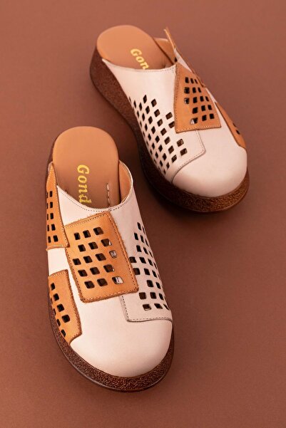 Gondol Hakiki Deri Lazer Kesim Dolgu Taban Günlük Terlik Mlk.3229