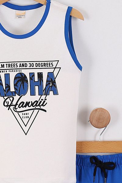 Pollito Set de 2 piese pentru băieți cu tricou și pantaloni scurți cu imprimeu Aloha Saks