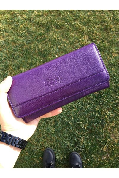 DERKON Portofel de damă din piele naturală violet - STD Handy Classic