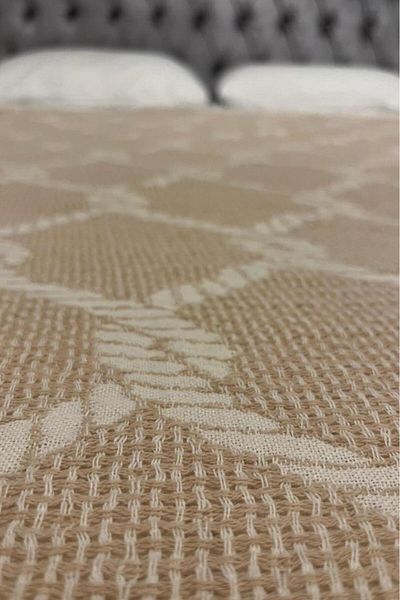 Çeyiz Diyarı Brown Colored Double Linen Fringed Single Pike - 220x240 Cm