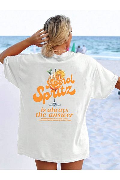 Elvino Tricou supradimensionat pentru damă - imprimeu cocktail, purtare confortabilă, pe și afară