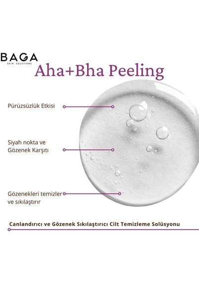 Baga Aha+Bha Peeling Etkili Canlandırıcı ve Gözenek Sıkılaştırıcı Cilt Temizleme Solüsyonu 200 Ml