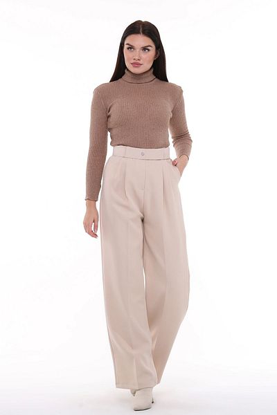 CEDY DENIM Damskie Palazzo Cedy, spodnie z wysokim stanem, oryginalny krój oversize, beż C3000