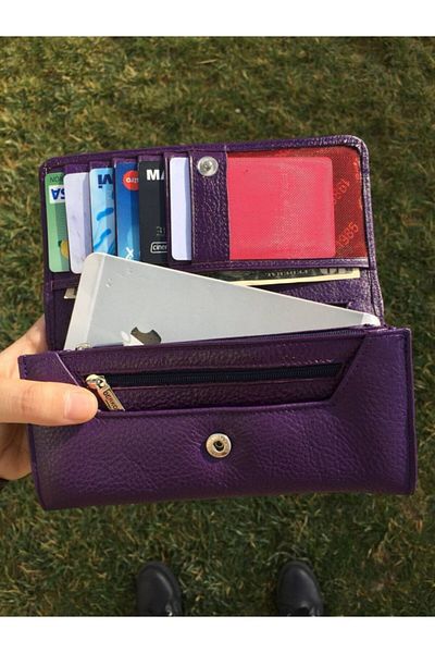 DERKON Purple Genuine Leather Women's Wallet - Std Useful Classic