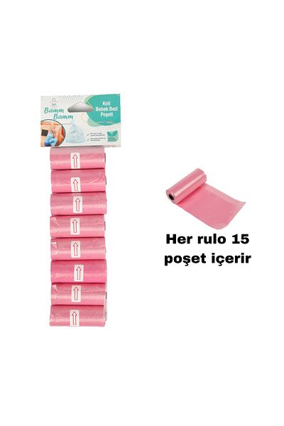 BAMM BAMM Dirty Diaper Bag Bag Size Pink 8 Rolls (120 PCS)
