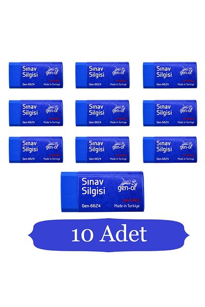 Gen-Of Blue Medium Size Exam Eraser - No:24 Dust Free (GEN-6624) 10 Pieces