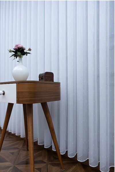 farbateks Damla Benekli 2 Kat Pileli Tül Perde