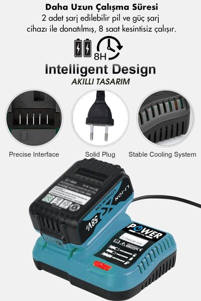 POWER BLACK GERMANYPROFESYONEL 2Akülü3LÜ SET Şarjlı Dal Ağaç Kesme Testere + Bağ Budama Makası + Akülü Vidalama