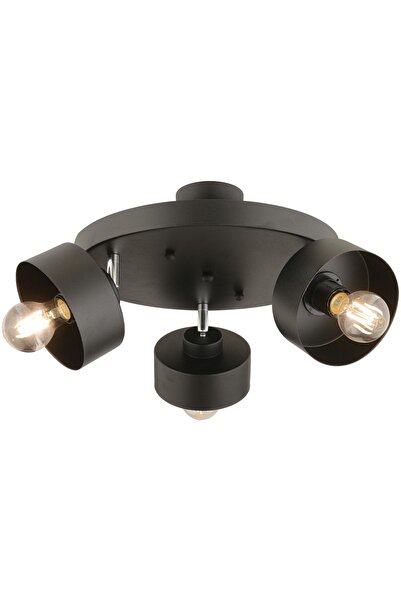 Apliqa Meriç 3'lü Siyah Plafonyer Modern Retro Genç Odası Mutfak Salon Avize