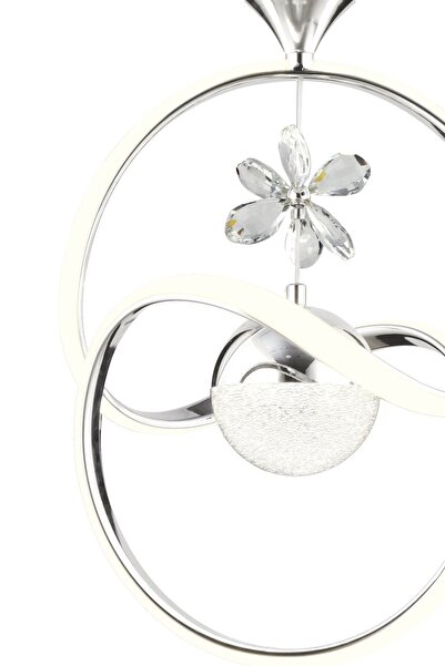 Apliqa Conroy Krom 3 Renkli 48 Watt Kristal Ledli Modern Oturma Odası Salon Sarkıt Avize