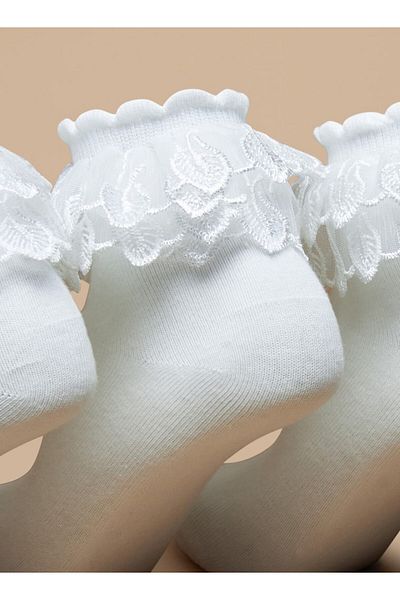 Flora Bella by Shoexpress Frill Detail Ankle Length Socks - Set of 3