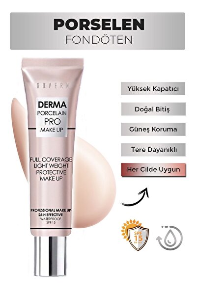 govern Saten Görünüm Porselen Fondöten Waterproof - Buğday Ten