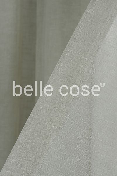 Belle Cose Green Linen Look Pleated Tulle Curtain - 1x2 Wide Pleat