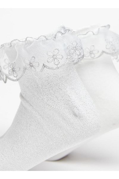 Little Missy Ruffle Detail Ankle Length Socks - Set of 2