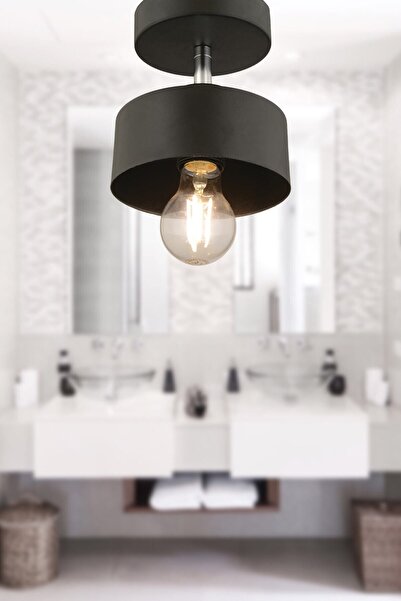 Apliqa Meriç Tekli Siyah Plafonyer Modern Retro Genç Odası Mutfak Salon Avize