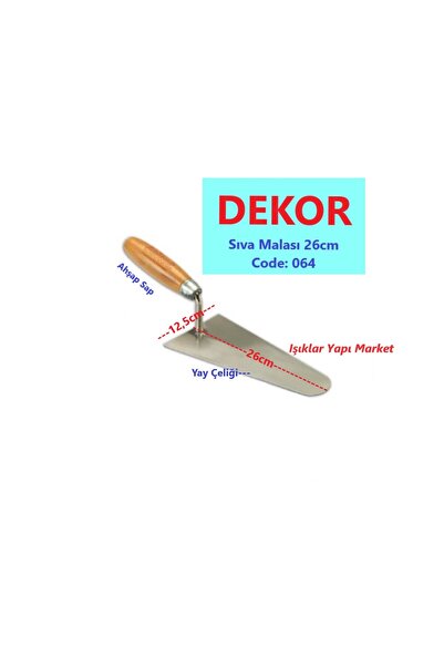 Genel Markalar Sıvacı Ustası Sıva Malası-26 (12,5x26cm) Ahşap Saplı Code_064