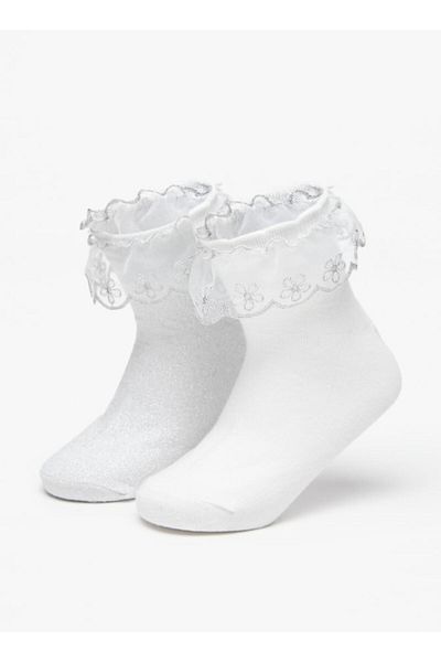 Little Missy Ruffle Detail Ankle Length Socks - Set of 2