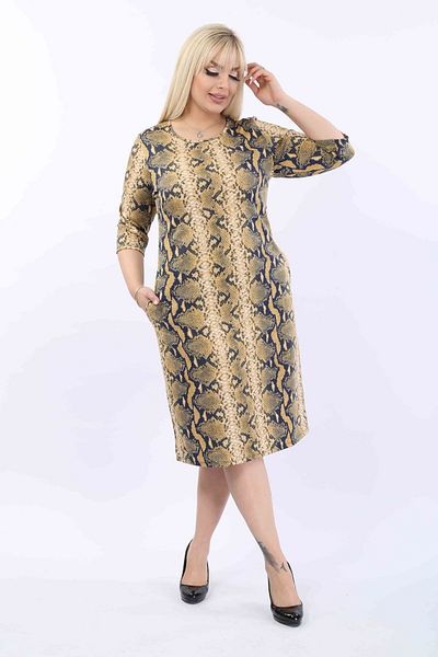 FARBAPLUS Plus Size Patterned Winter Dress with Pockets - 37b-2010