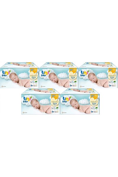 Uni Baby 40 Sheets Wet Towels for Newborn - Sensitive (Set of 15) 600 Sheets for Delicate Skin (5PK*3)
