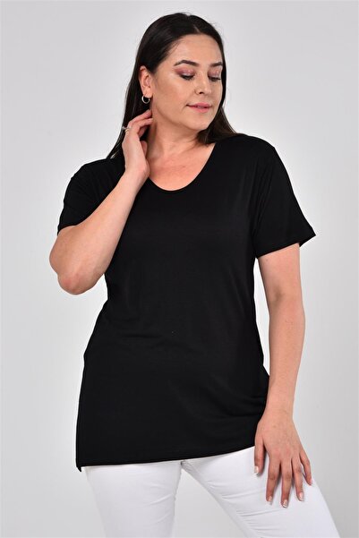 TUSSE Μπλουζάκι με μονόχρωμο κλασικό μονόχρωμο μπλουζάκι με λαιμόκοψη σε μεγάλο μέγεθος