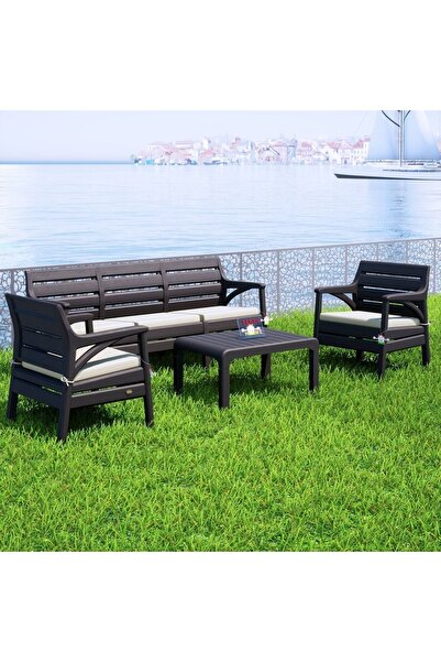 IRAK PLASTİK Koyu Kahverengi Holiday Hawaii Set Oturma Takımı