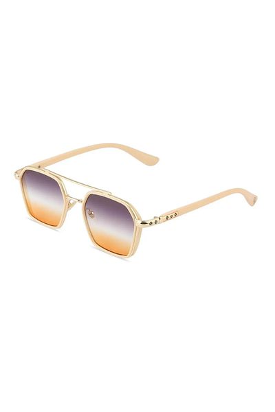 TomyHelf Women's Sunglasses - Corner Design, Cream Frame, Black Gradient Glass