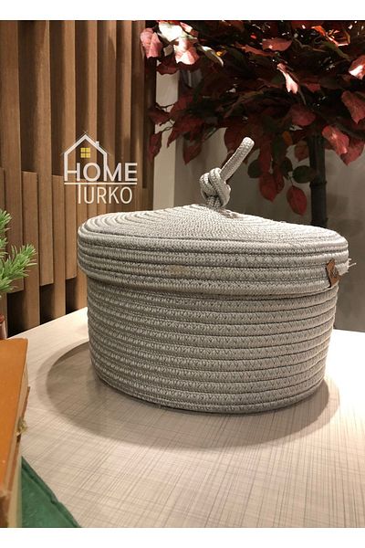 HomeTurko Modern Jute Straw Clothes Basket with Lid - Multi-Purpose Storage Kitchen Bathroom Basket