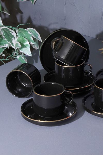 AROW Pink and More TR-3074 - 12 Piece Porcelain Nescafe Cup Set for 6 People