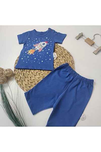 Bebella Indigo Rocket 2-Piece Set for Baby Boy - 6-9-12-18 Months Clothing, Short Sleeve Shorts