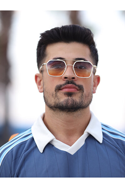 TomyHelf Köşegen Tasarım Krem Çerçeve Siyah Degrade Cam Kadın Güneş Gözlüğü