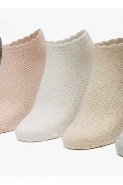 Flora Bella by Shoexpress جوارب شيفرون بارزة الملمس بطول الكاحل - طقم من 5 قطع