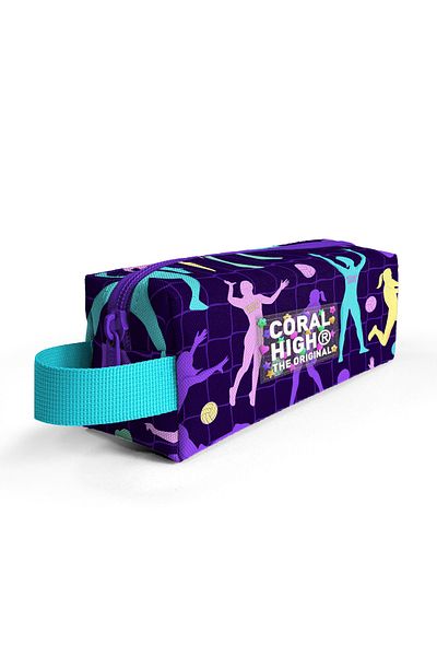 Coral High Παιδική τσάντα μολυβιού μωβ με σχέδιο βόλεϊ - 22076