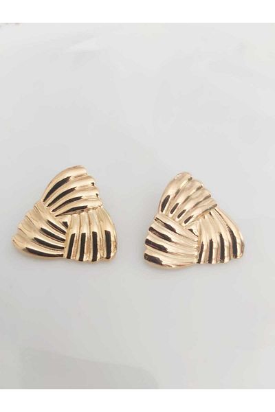 DEVİ fashion Gold Vintage Triangle Steel Earrings