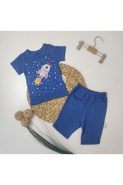 Bebella Indigo Rocket 2-Piece Set for Baby Boy - 6-9-12-18 Months Clothing, Short Sleeve Shorts