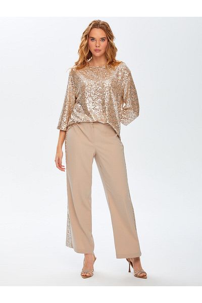 Faik Sönmez Wideleg Fit Trousers with Sequin Stripe on the Side 69493